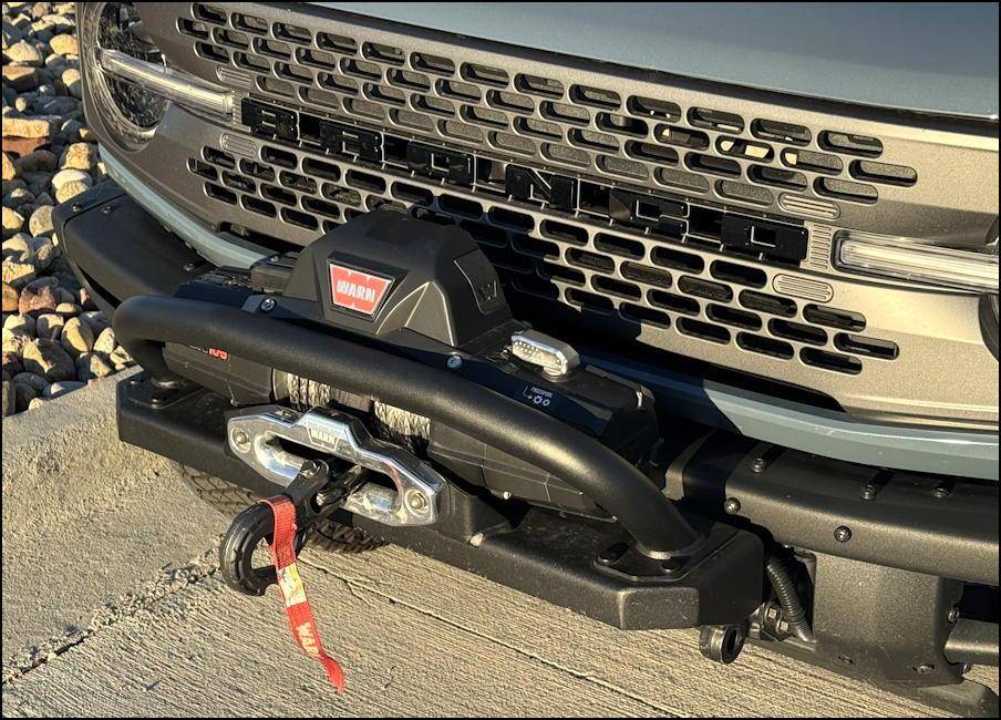 2024 ford bronco everglades - front winch closeup