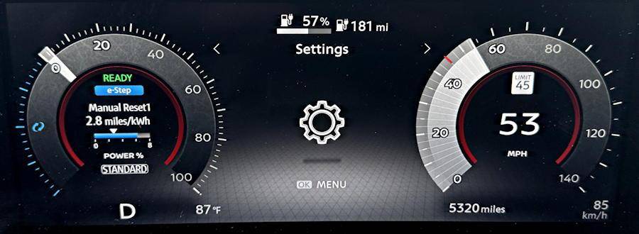 2024 nissan ariya platinum - main gauge display