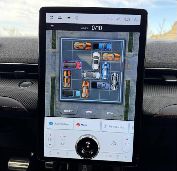 2025 ford mustang mach e - parking lot game on infotainment screen