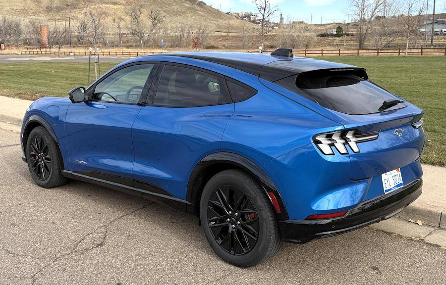2025 ford mustang mach e - exterior blue rear