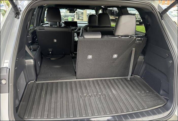 2025 toyota grand highlander nightshade hybrid - rear cargo storage space, third row seat split