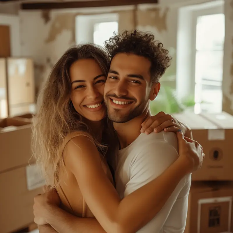new couple moving apartment