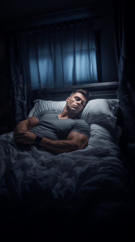 man with muscles sleeping