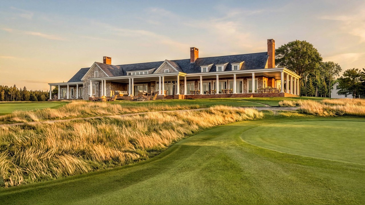 Rendering of the Cabot Wilds clubhouse viewed from the 18th fairway, rendering by Hart Howerton