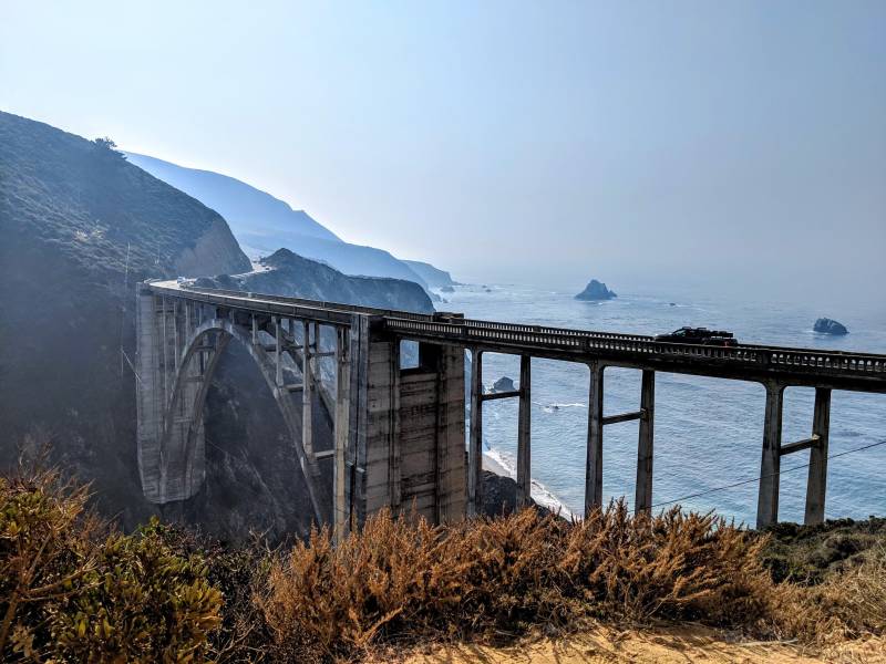 big sur bridge father son road trip california