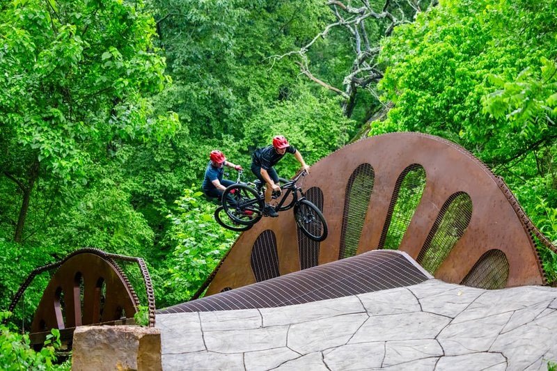 Riders at a mountain bike park in Northwest Arkansas (photo credit: Arkansas Tourism)