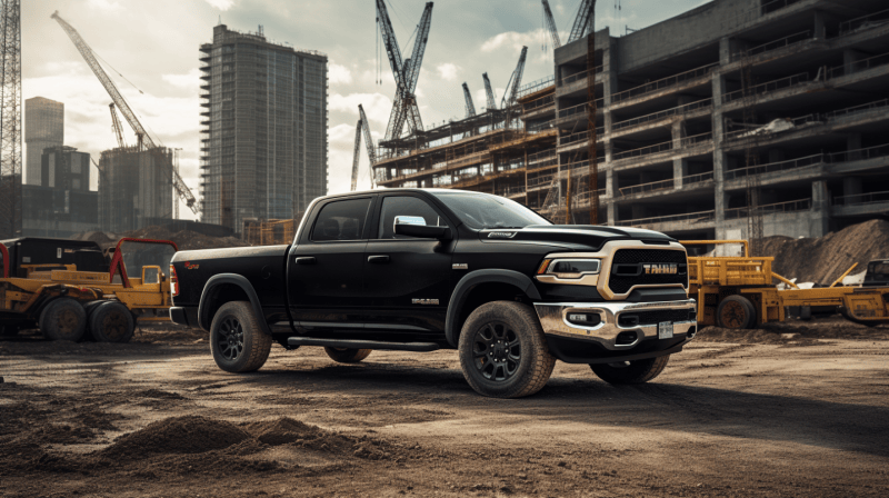 diesel truck on a construction site