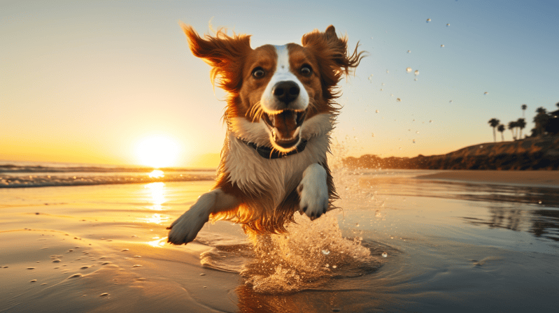 happy dog on the beach in san diego