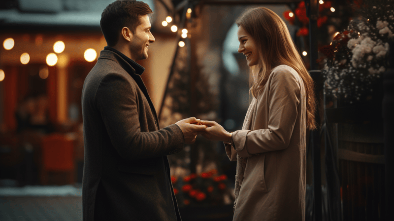 woman proposing to her boyfriend