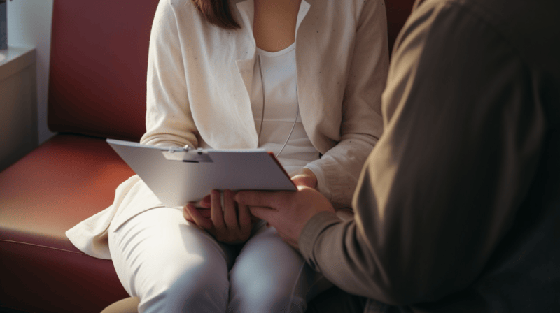 couple reading results of a fertility test