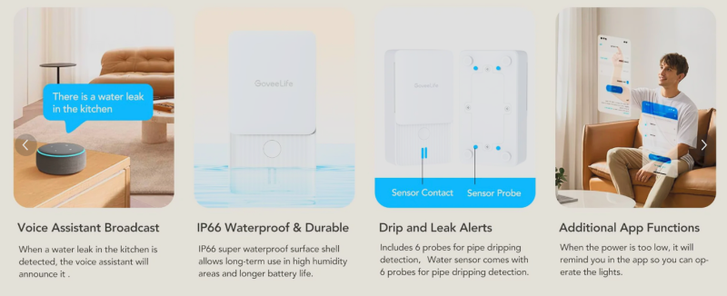 how the govee water leak detector system works