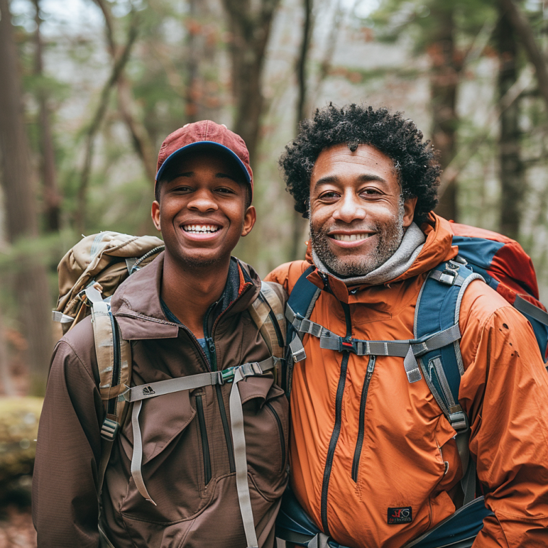 father and son hiking together supporting increased self confidence