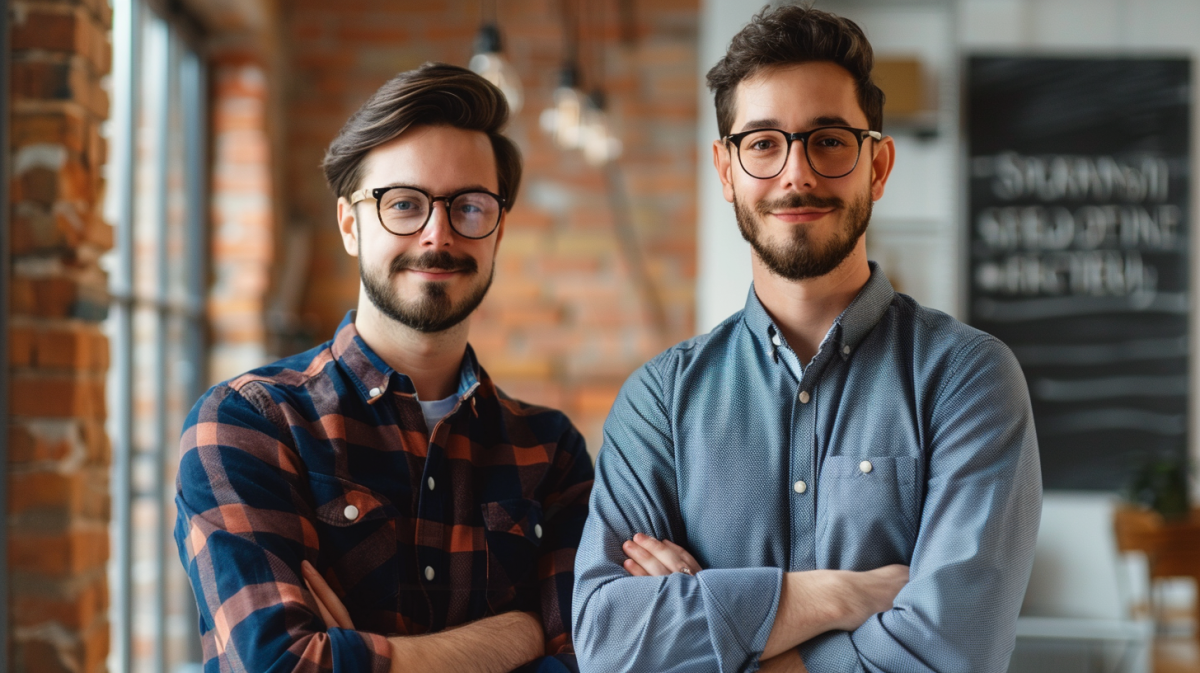 two young men exploring modern masculinity