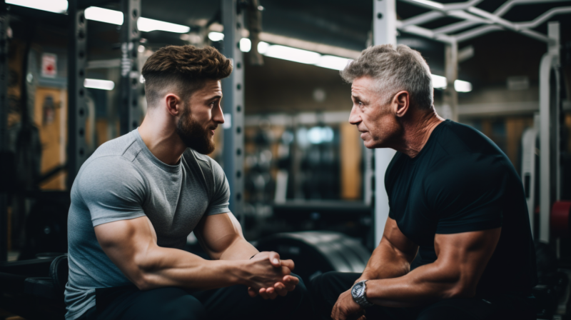 man talking with his doctor about supplements for muscle growth