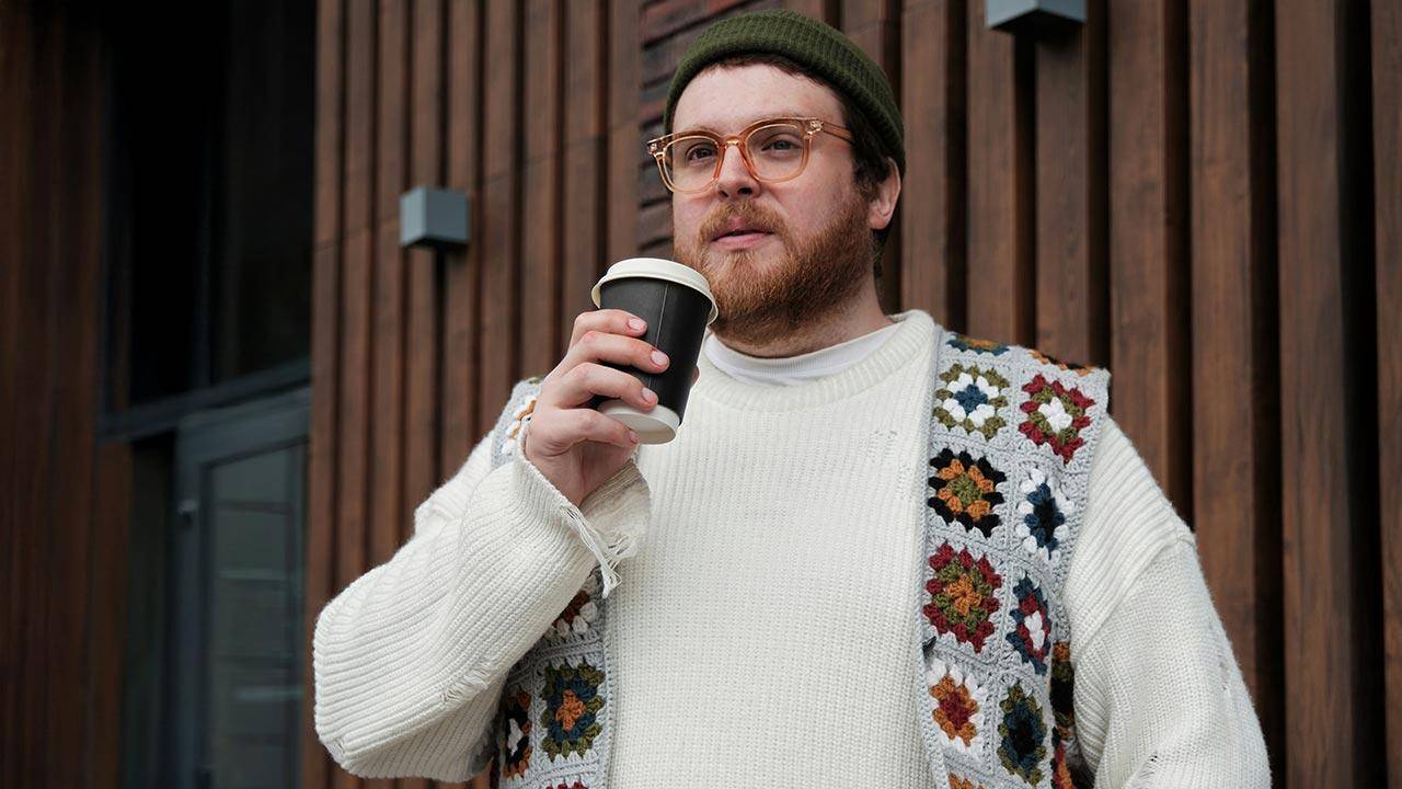 man wearing wool to keep warm