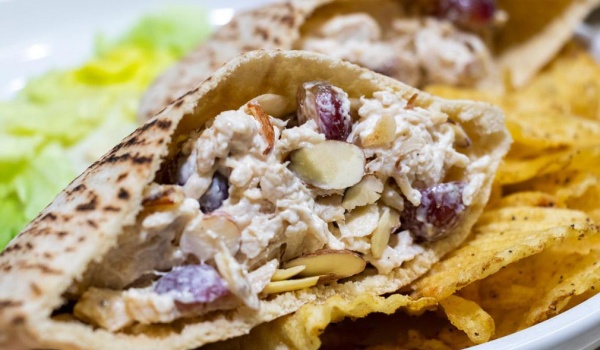 Chicken Salad Pita Recipe with Grapes and Almonds