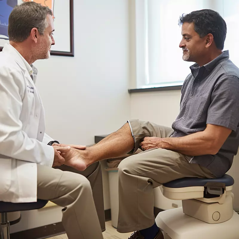 man getting his feet examined by podiatrist