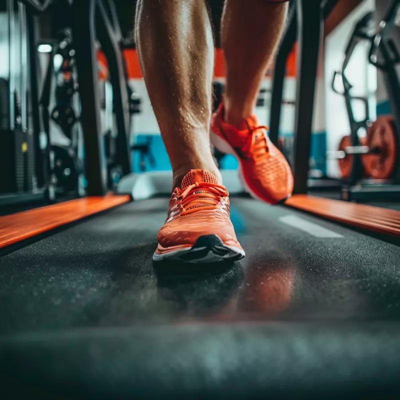 man running on treadmill with cross trainers