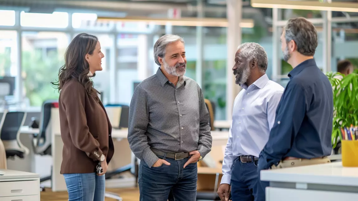 older workers in an office trying to stay competitive