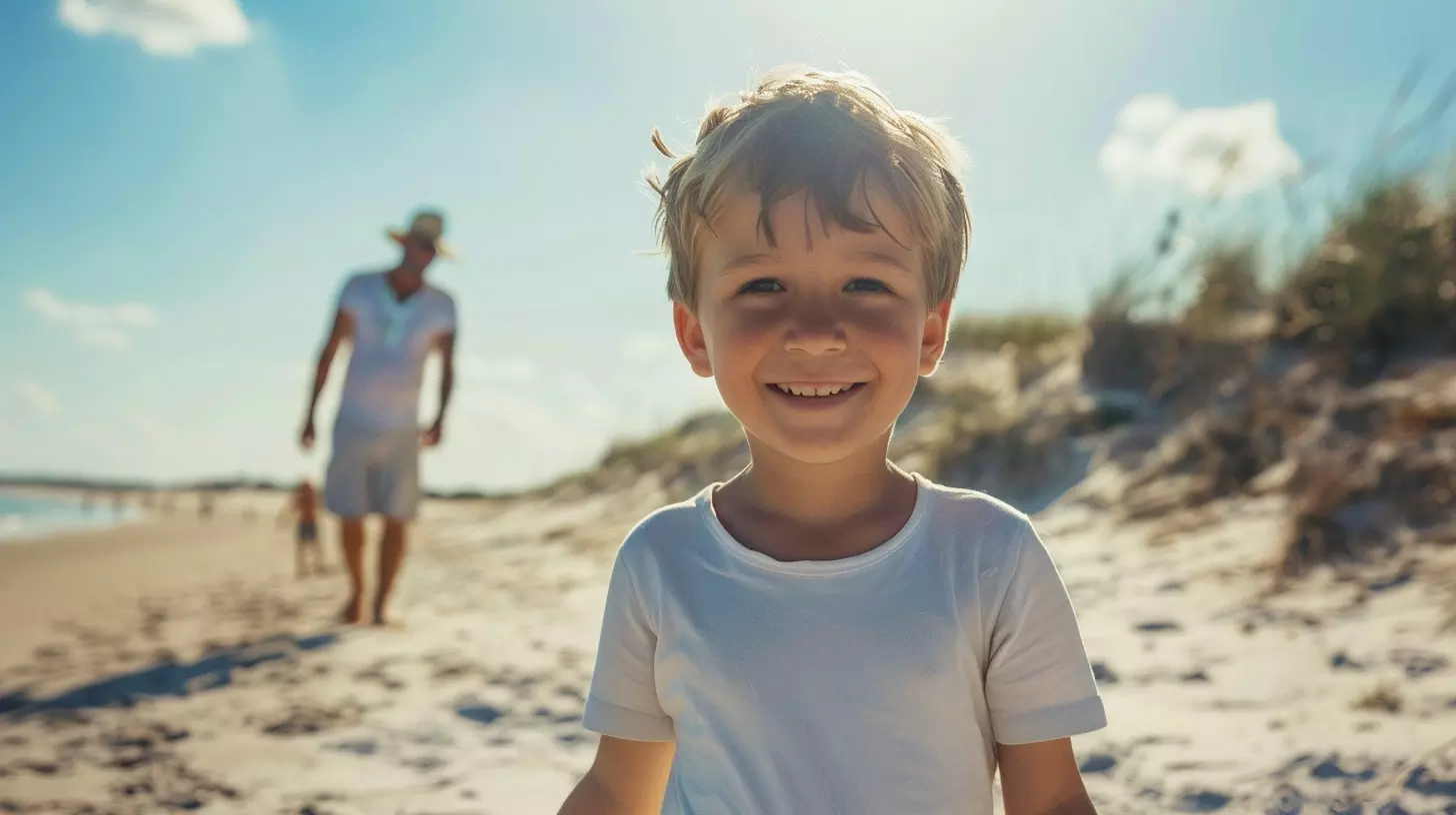 boy on the beach sun protection