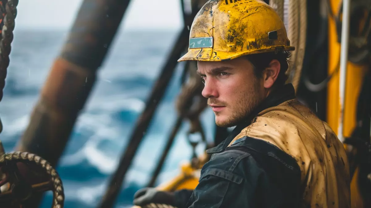 roustabout working on an offshore oil rig