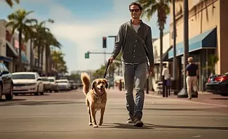 man walking his dog in san diego