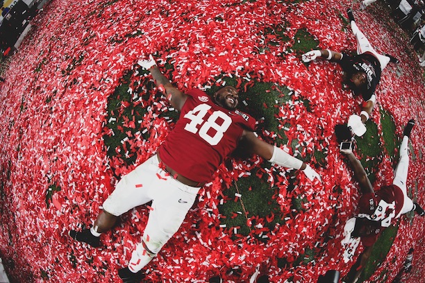 Alabama football National Championship celebration confetti angel