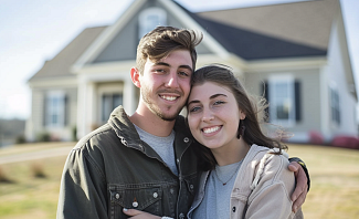 young couple that just bought a new home