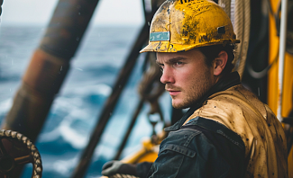 roustabout working on an offshore oil rig