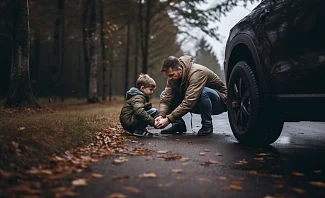 dad teaching son about auto maintenance