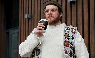 man wearing wool to keep warm