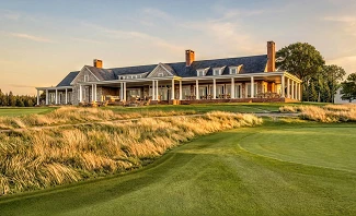 Rendering of the Cabot Wilds clubhouse viewed from the 18th fairway, rendering by Hart Howerton